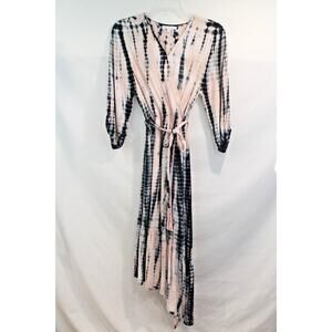 Young Fabulous & Broke Wrap Dress size S Tie Dye V-Neck Belted Asymmetric Hem